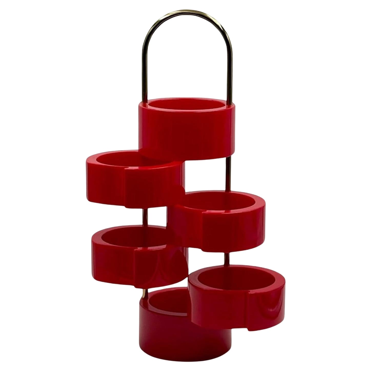 Etagère de table ou sur pied vintage en rouge brillant par MB Italy, années 1970 en vente