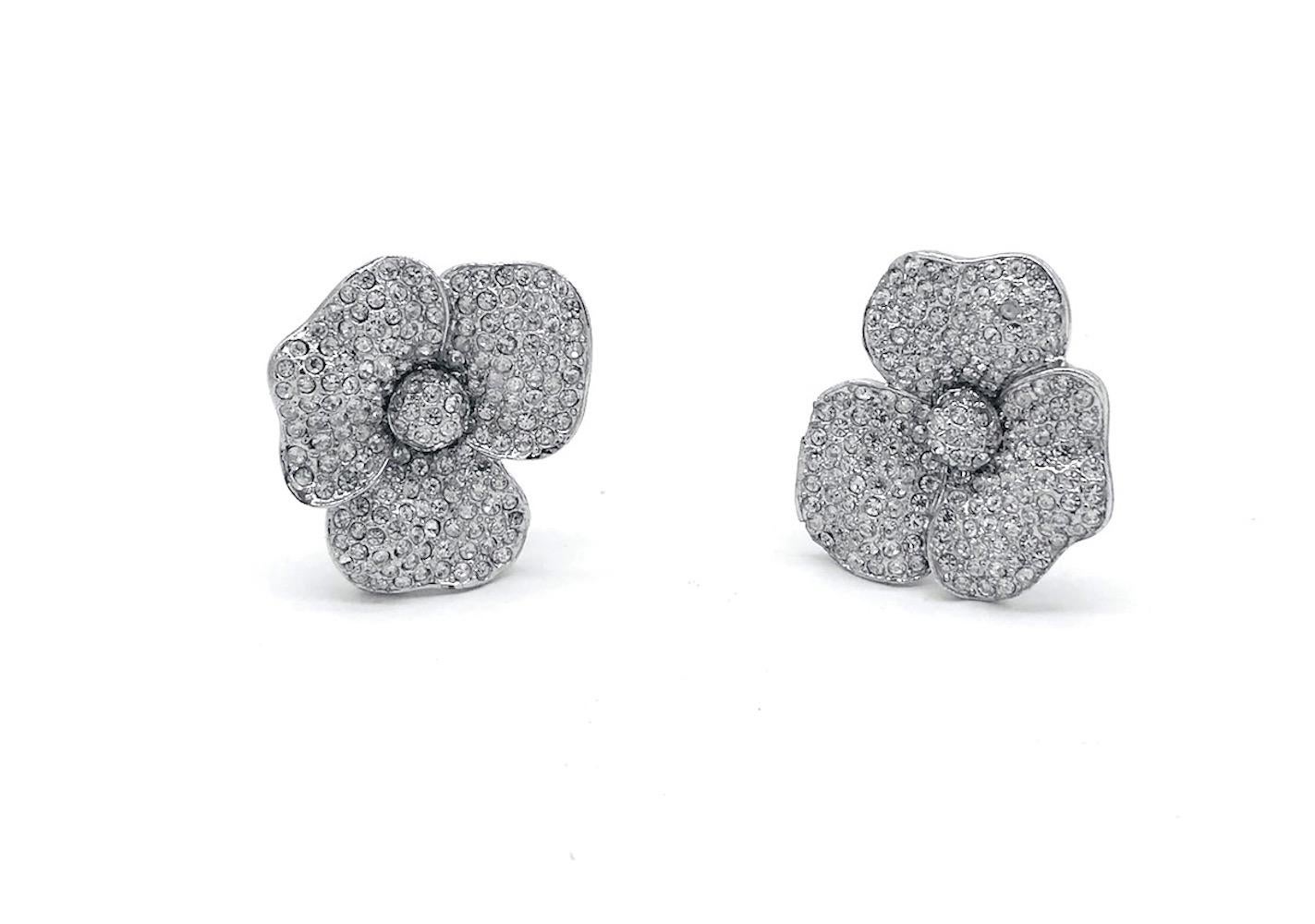 Art Deco Vintage, Floral Quality Round Pave Earrings