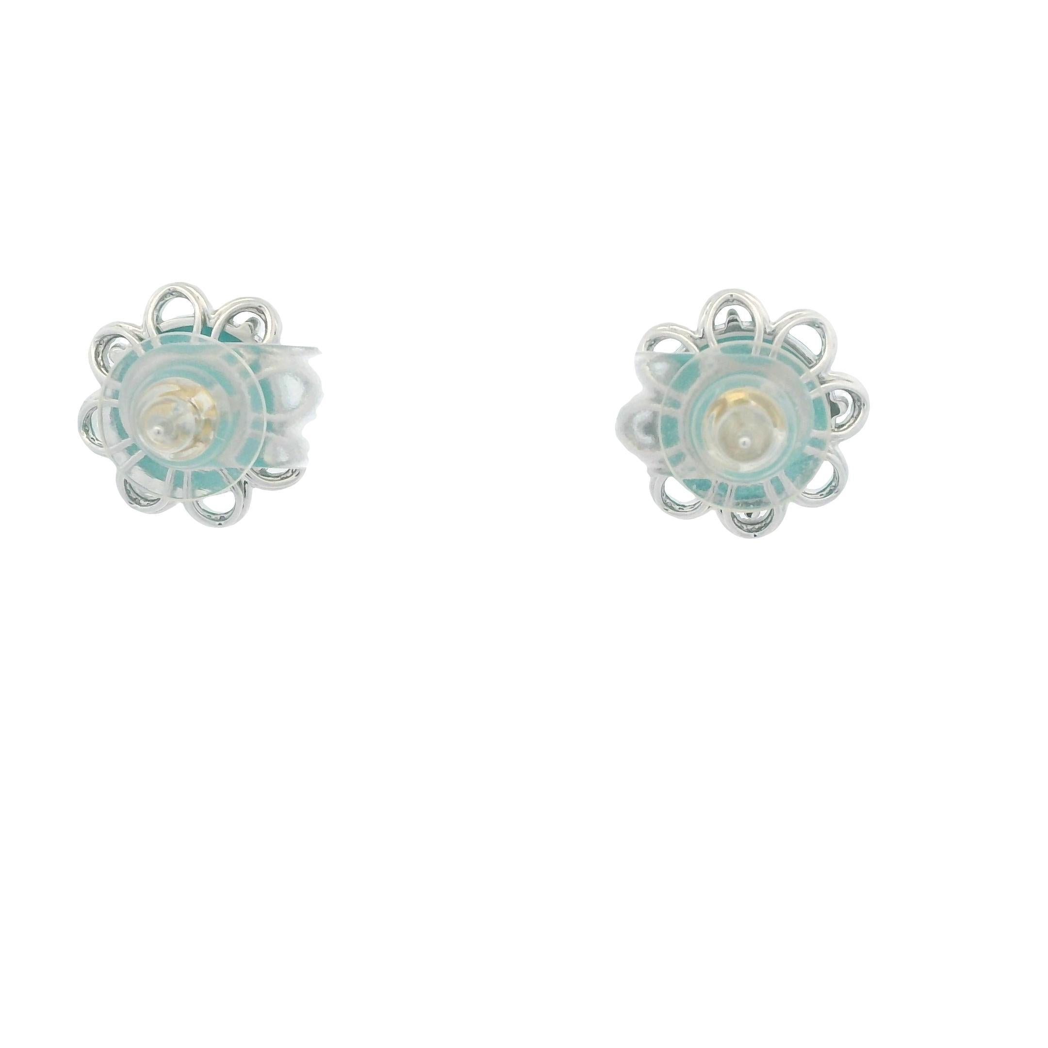 Boucles d'oreilles en or 14K avec turquoise et diamant de la Belle au Bois Dormant de 12mm Neuf - En vente à Hong Kong, HK