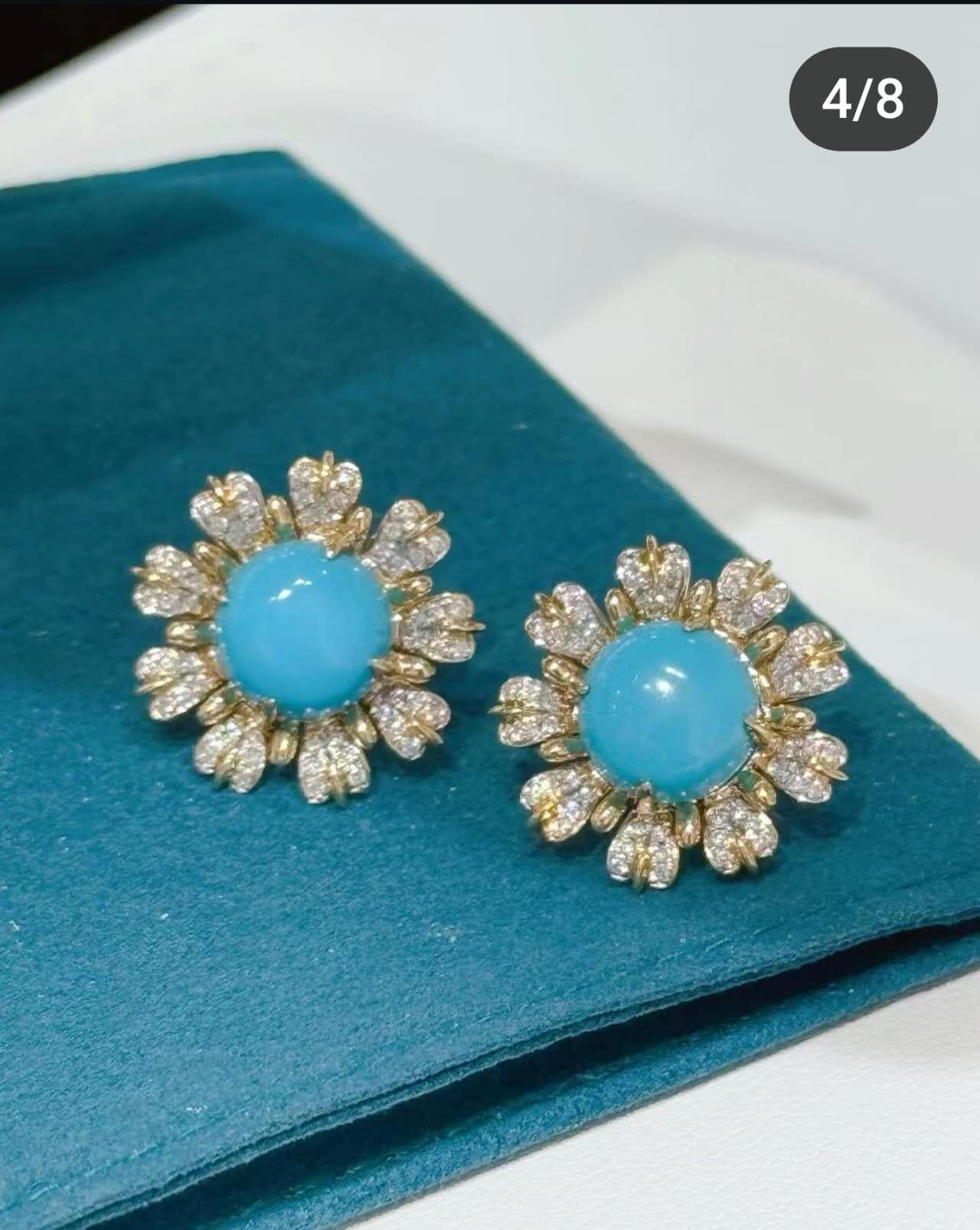 Orecchini floreali d'epoca con diamanti in oro 14 carati con diamante della Bella Addormentata da 4,02 carati in vendita 2
