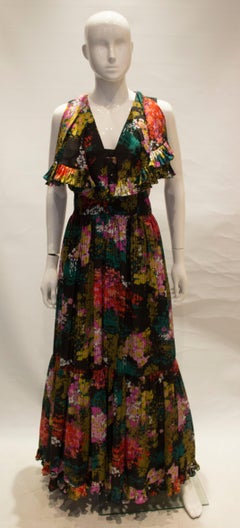 Vintage Floral and Pleats Dress by Capriccio /Rotter of London