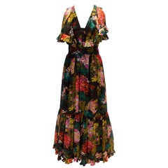 Vintage Floral and Pleats Dress by Capriccio /Rotter of London