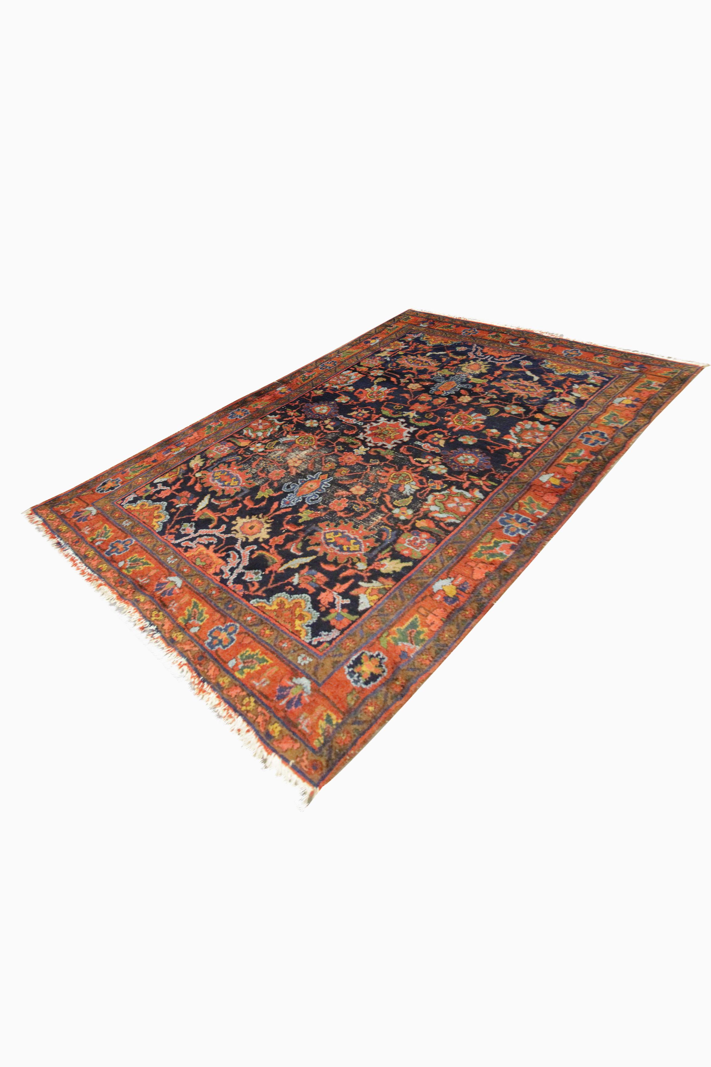 Tribal Vintage Floral Area Rug Handmade Oriental Wool Living Room Rug For Sale