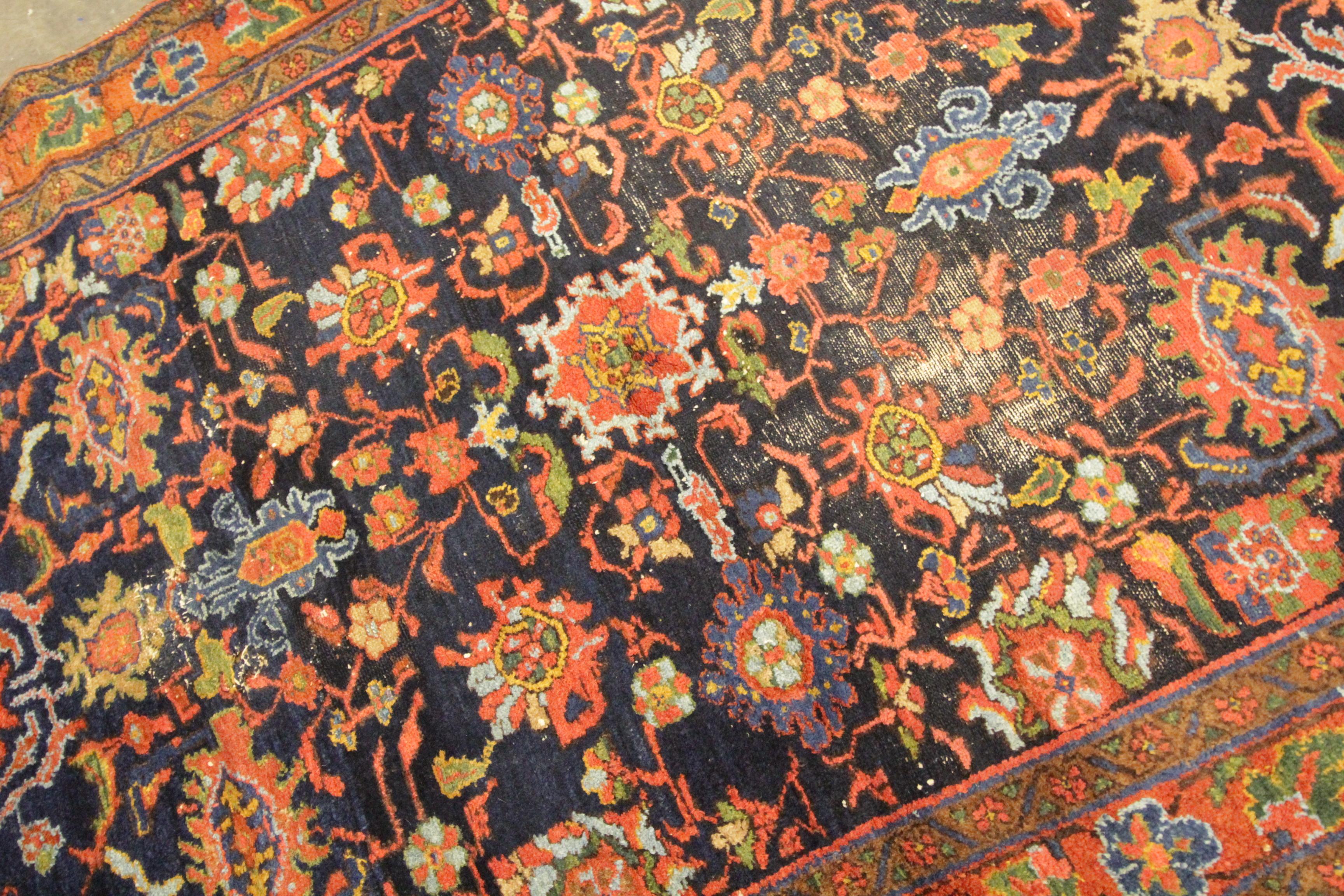 Azerbaijani Vintage Floral Area Rug Handmade Oriental Wool Living Room Rug For Sale