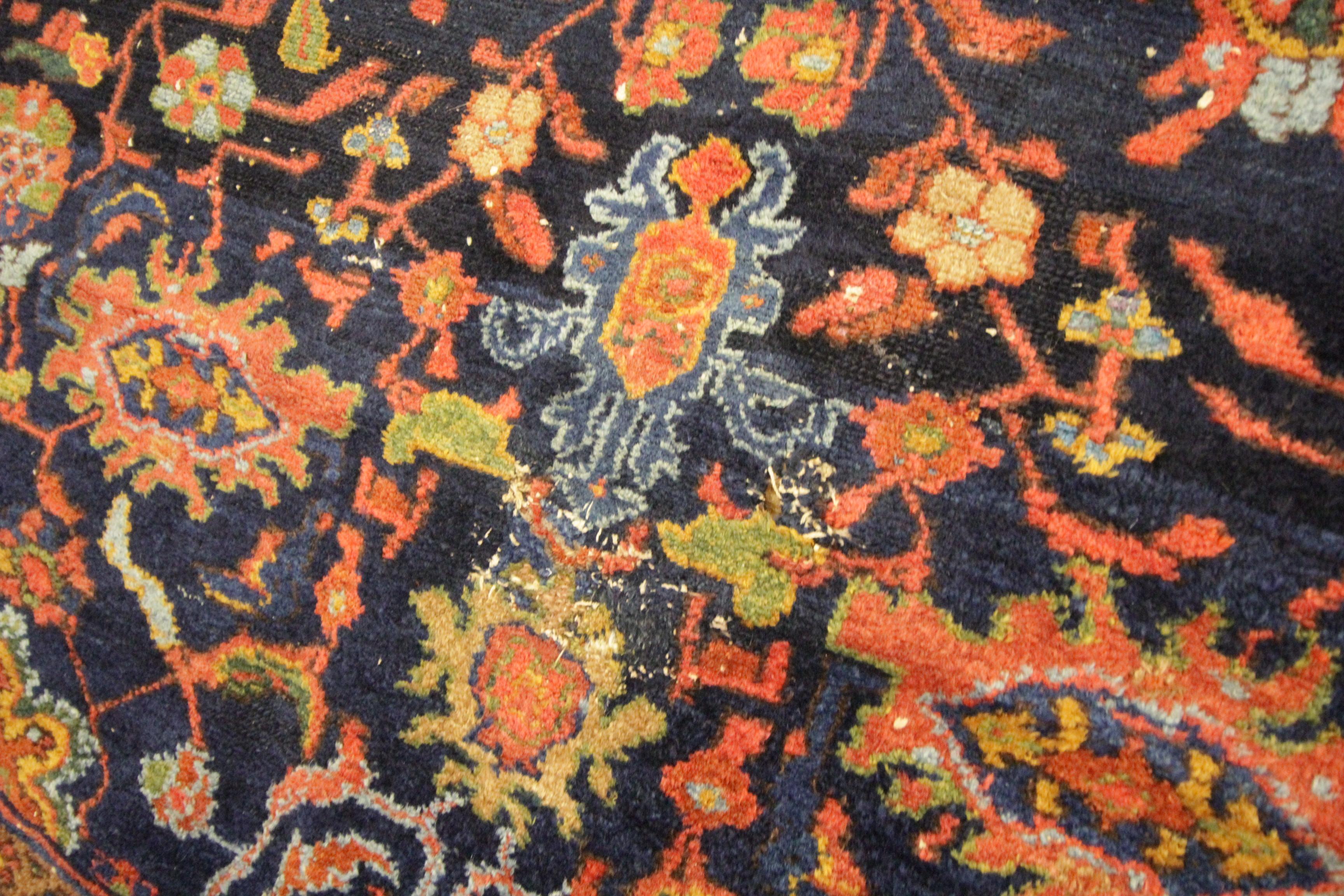Mid-20th Century Vintage Floral Area Rug Handmade Oriental Wool Living Room Rug For Sale