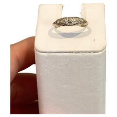 Vintage Floral Art Deco Wedding Band 14K White Gold