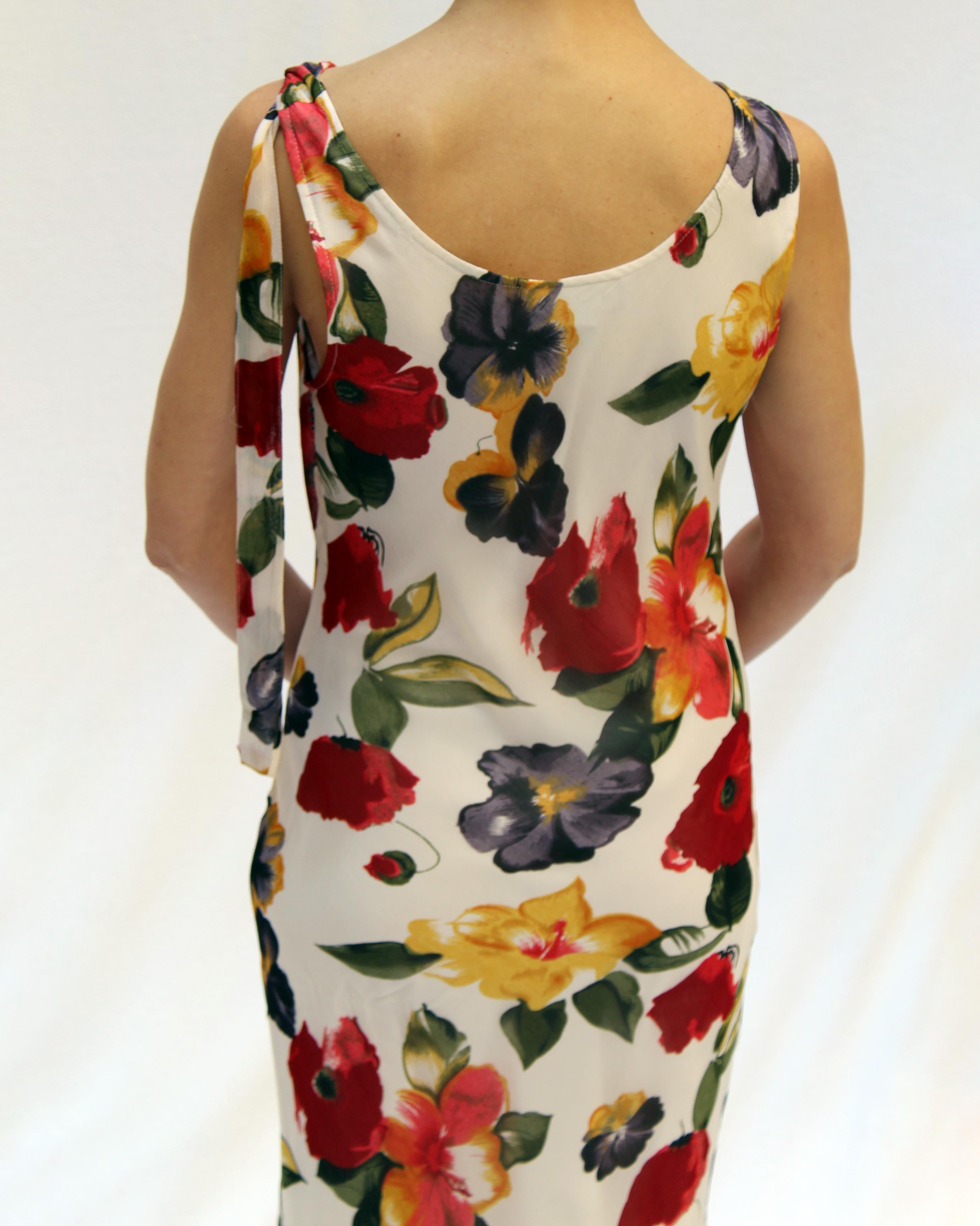 Vintage Floral Bias-Cut Chiffon Dress For Sale 5
