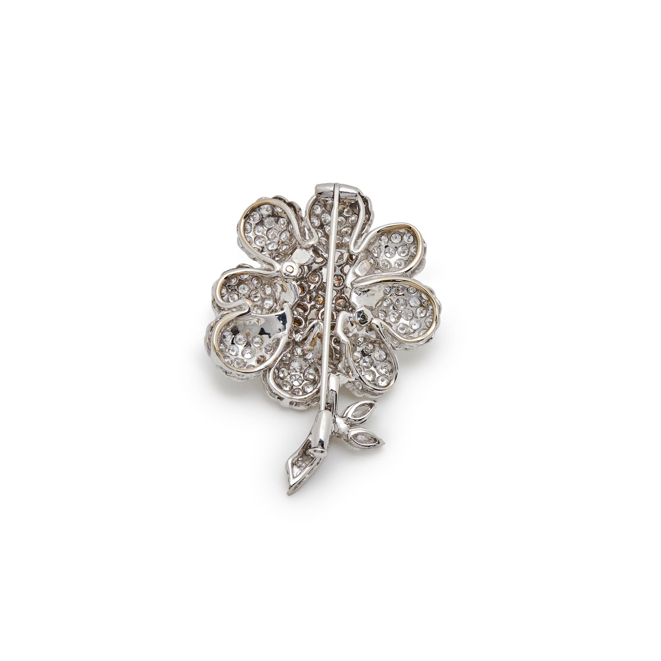 Marquise Cut Vintage Floral Brooch For Sale
