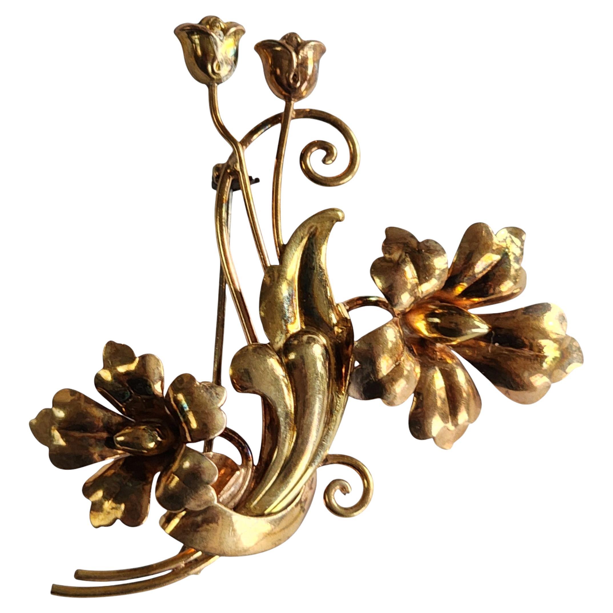 Vintage Floral Brooch – Sterling Silver 
1/20 12K Gold Filled