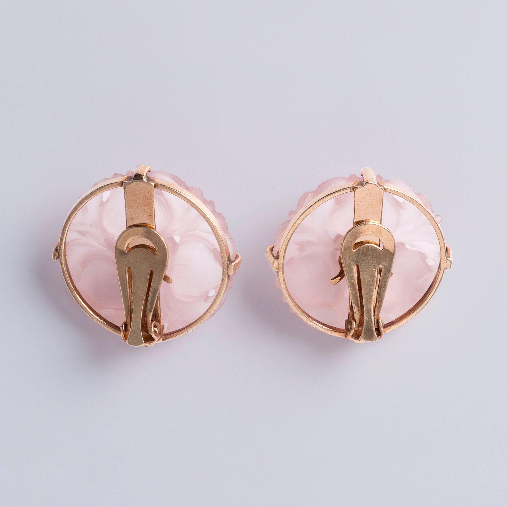 Boucles d'oreilles à clip en or jaune 14 carats et citrine avec motif floral en vente 3
