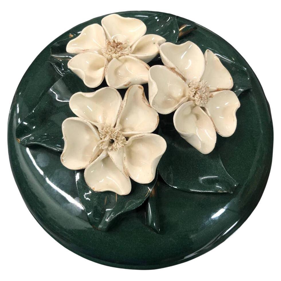 Vintage Floral Ceramic Jewelry Trinket Box