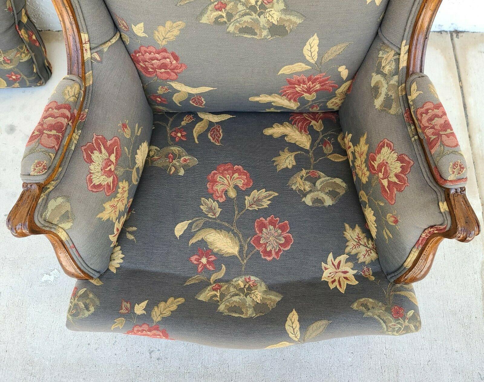 Mid-20th Century Vintage Floral Chippendale Wingback Down Cushion Armchair For Sale