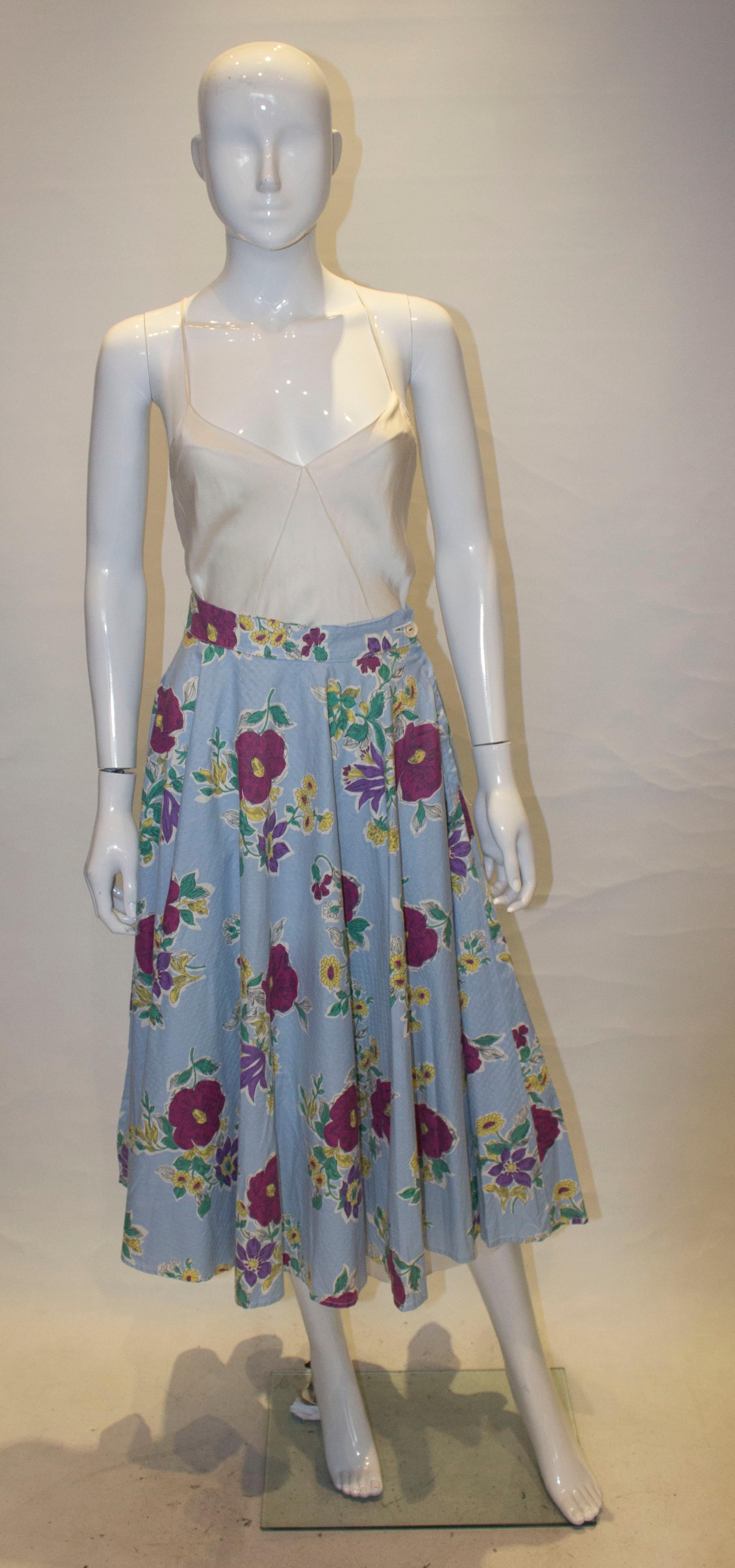 A vintage blue floral cotton skirt , great for Summer . 