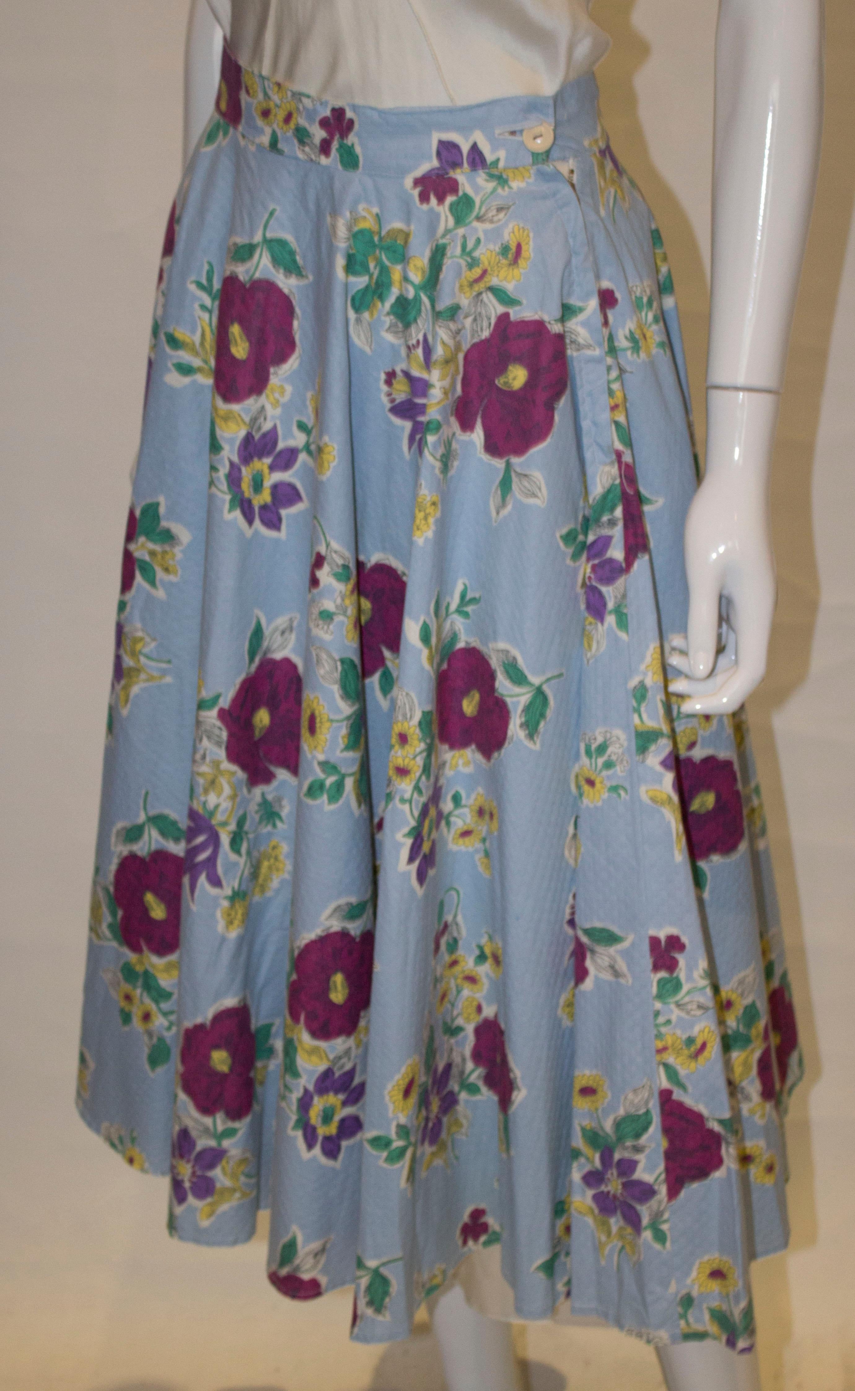 Women's Vintage Floral Cotton Skirt by Gerroll Model London For Sale