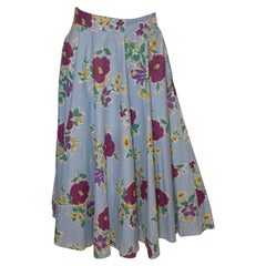 Retro Floral Cotton Skirt by Gerroll Model London