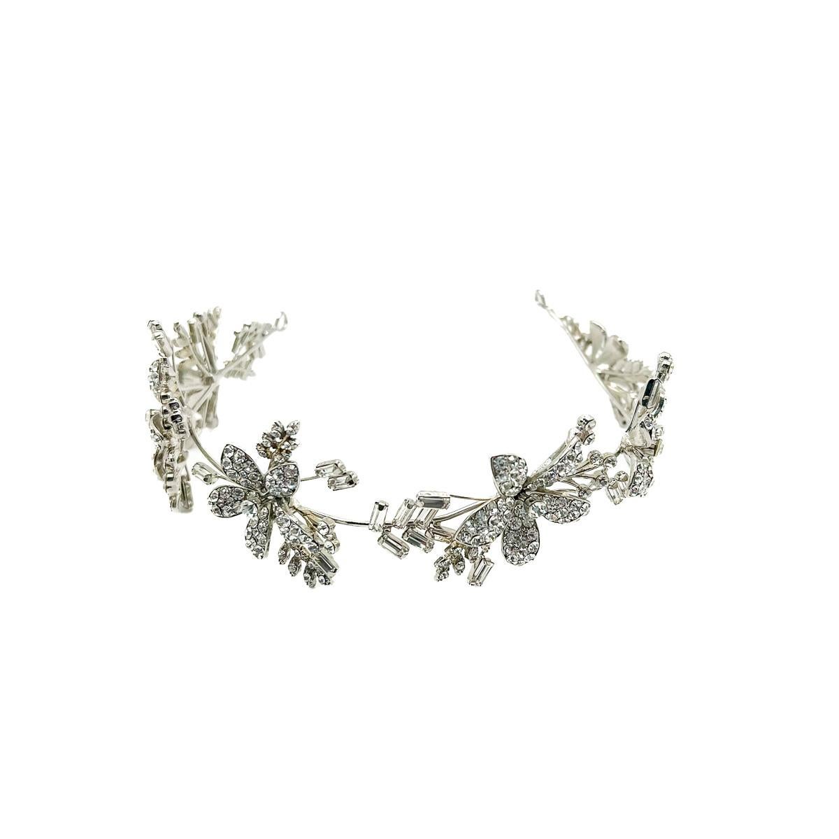 Tiara floreale d'epoca in cristallo anni '90 In condizioni buone in vendita a Wilmslow, GB