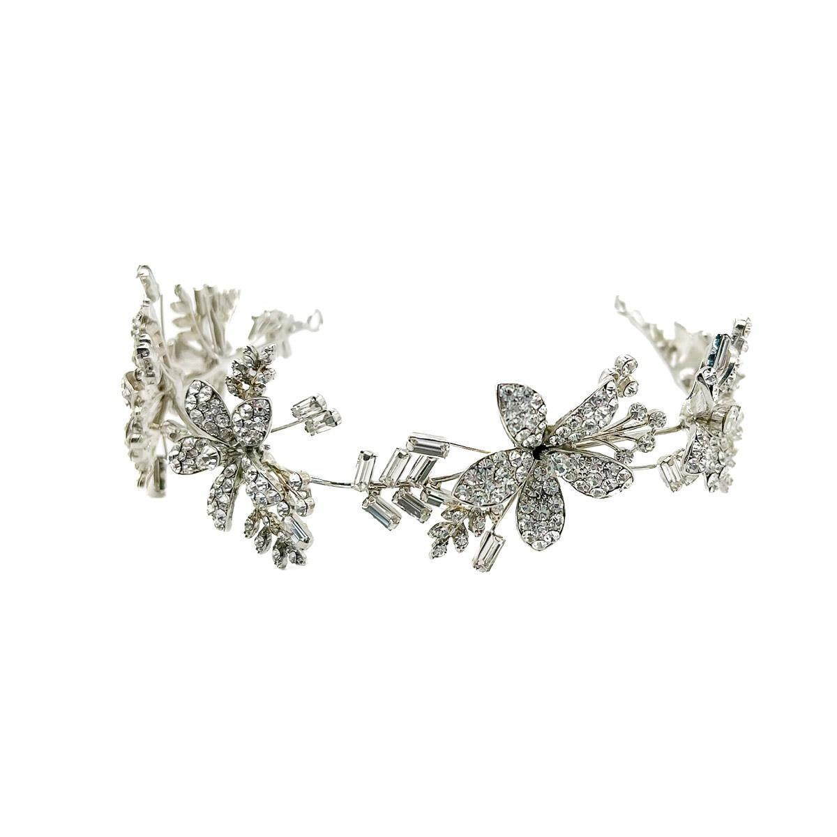 da uomo o donna Tiara floreale d'epoca in cristallo anni '90 in vendita