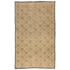 Tappeto Anatolian dal design floreale vintage 4.8x6.4 Ft, 100% lana annodato a mano