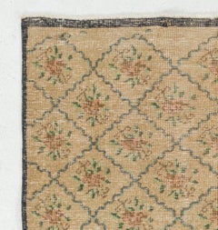 4.8x6.4 Ft Vintage Floral Design Anatolian Rug, 100% Wool Hand-Knotted Carpet