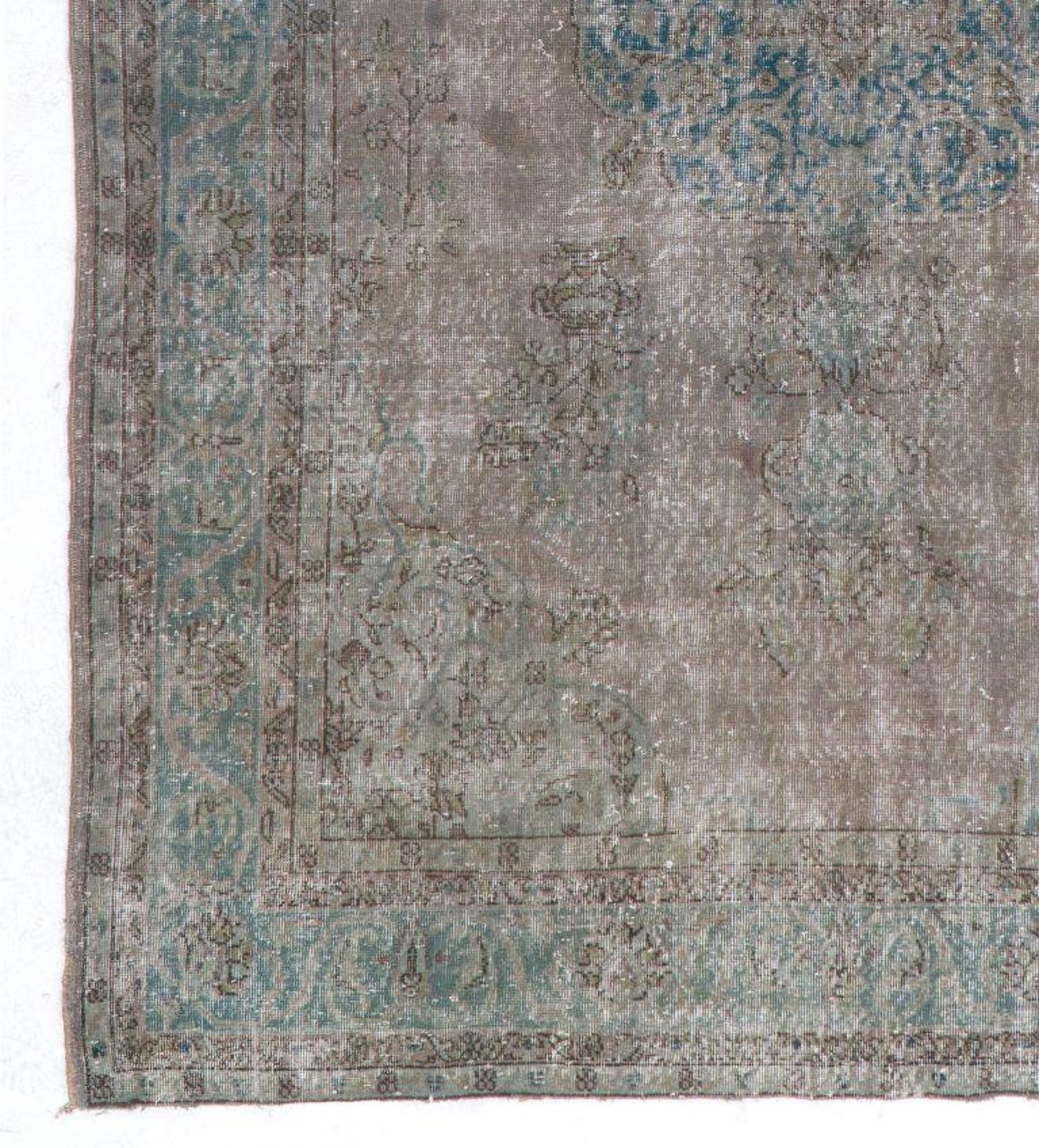Turkish Rug Redyed In Gray Color, 5×5 Area Rug