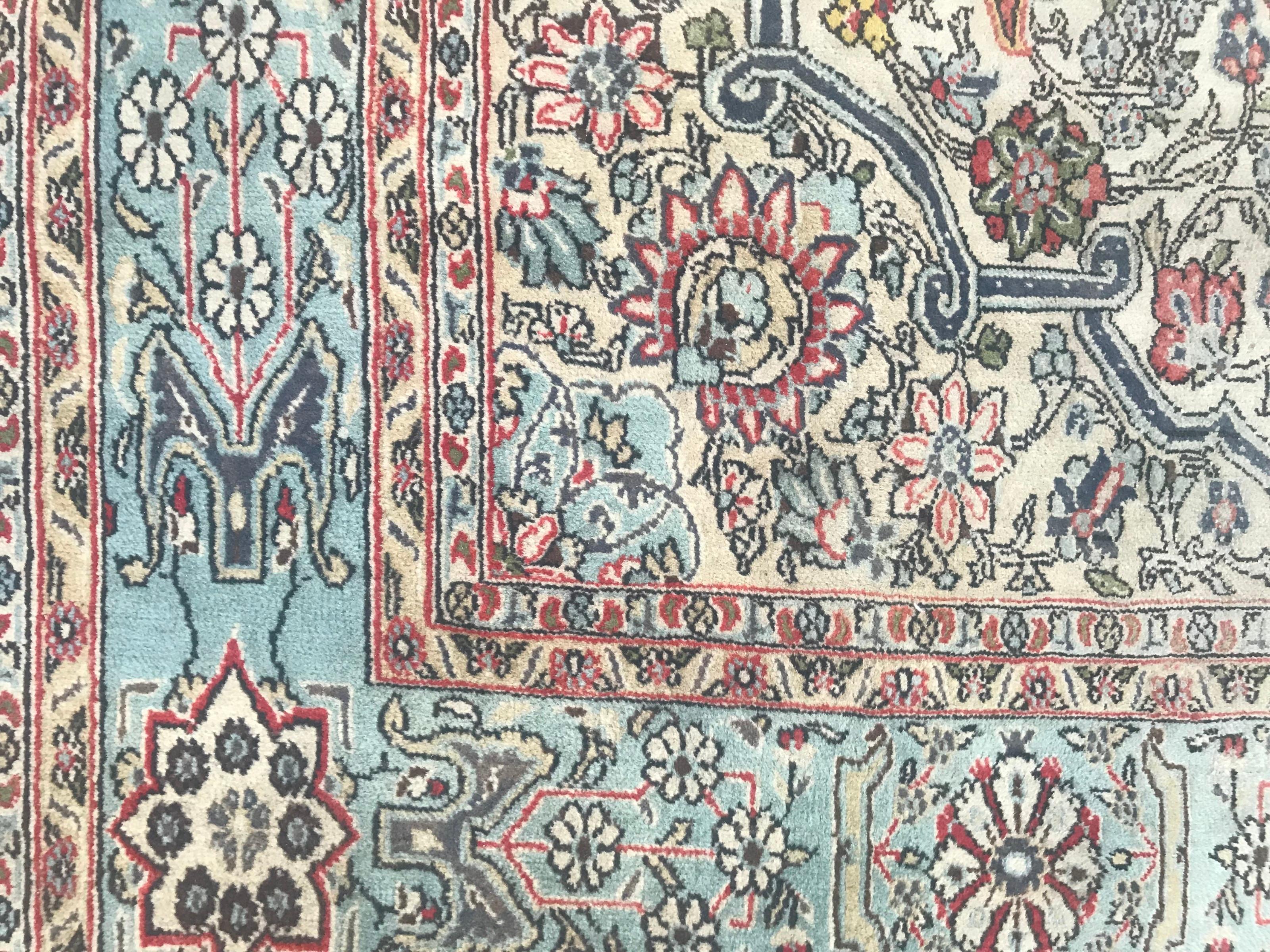 Vintage Floral Design Qom Rug For Sale 6