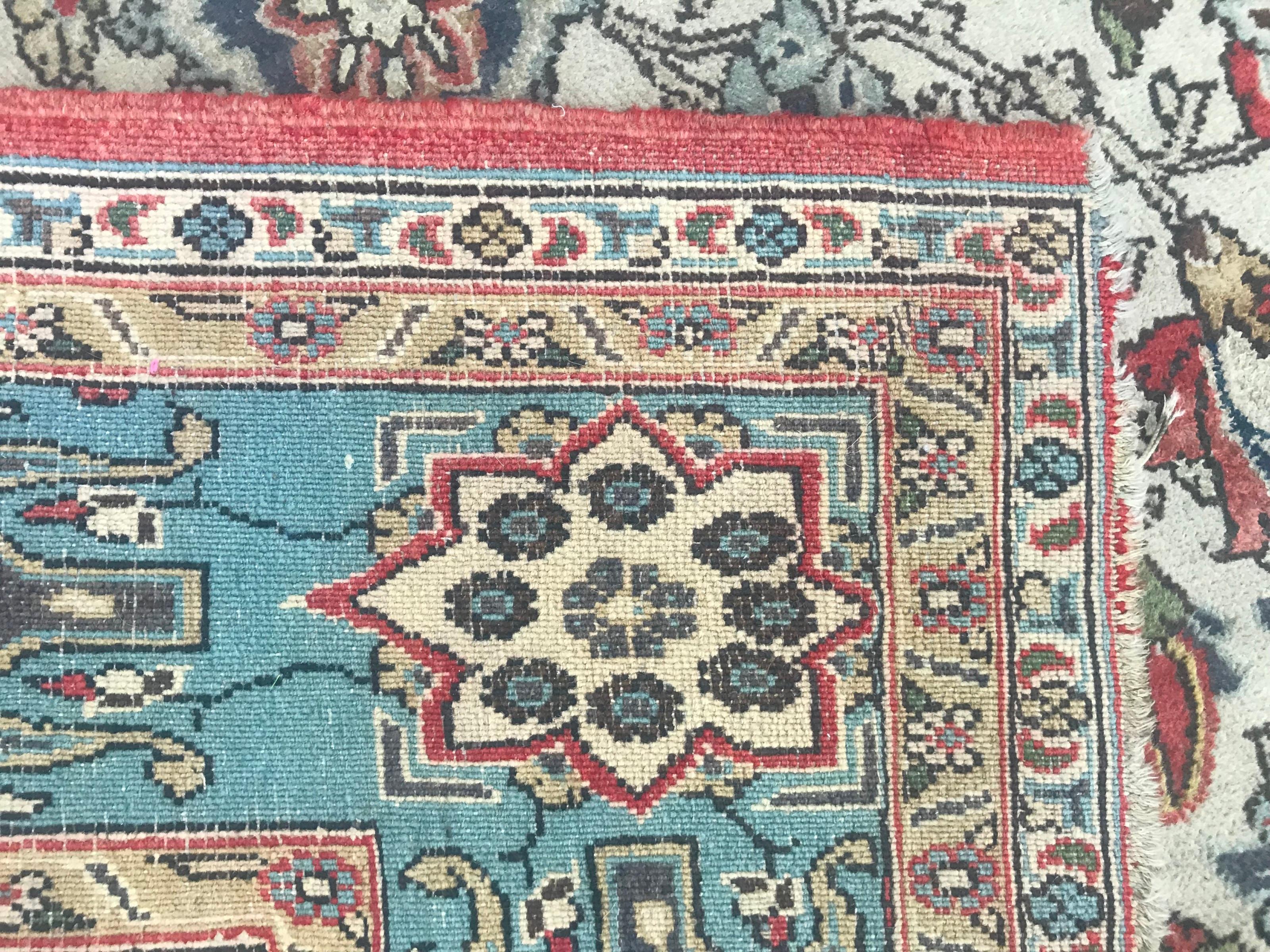 Vintage Floral Design Qom Rug For Sale 7