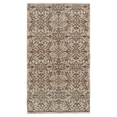 Handgefertigter Anatolischer Teppich im Vintage-Design mit Blumenmuster für Wohn- und Arbeitszimmer, 4 x 6,8 Fuß