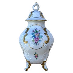 Vintage Floral Design Porcelain Vase with Lid