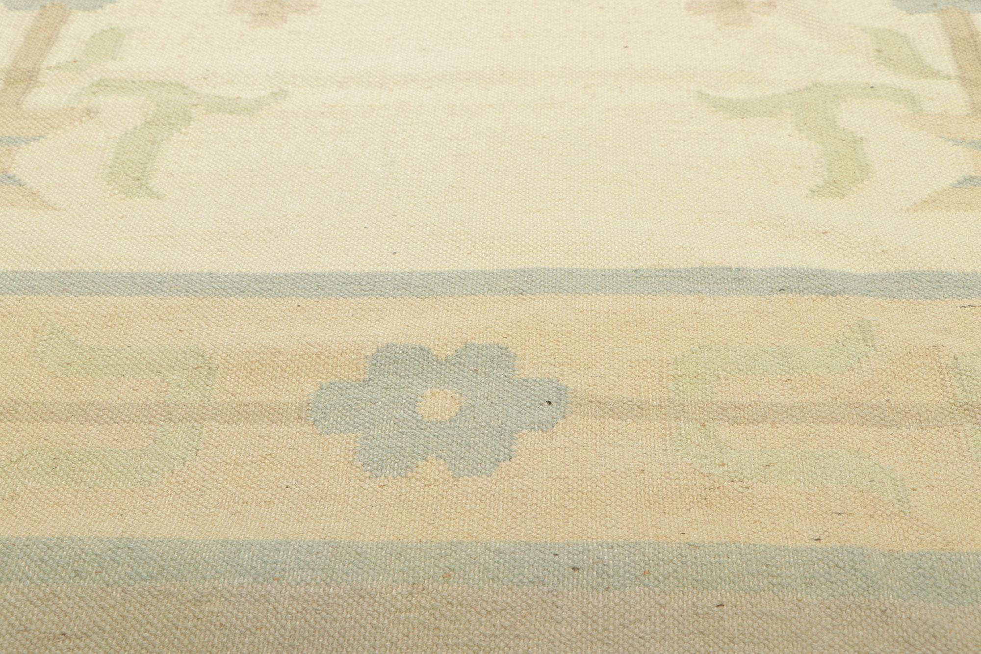 Vintage Floral Dhurrie Kilim Teppich (Handgewebt) im Angebot