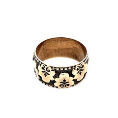 Vintage Floral Engraved Band Solid Yellow Gold Ring