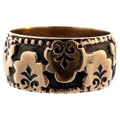 Vintage Floral Engraved Band Solid Yellow Gold Ring