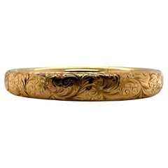 Vintage Floral Engraved Yellow Gold Bangle Bracelet November 8, 1912