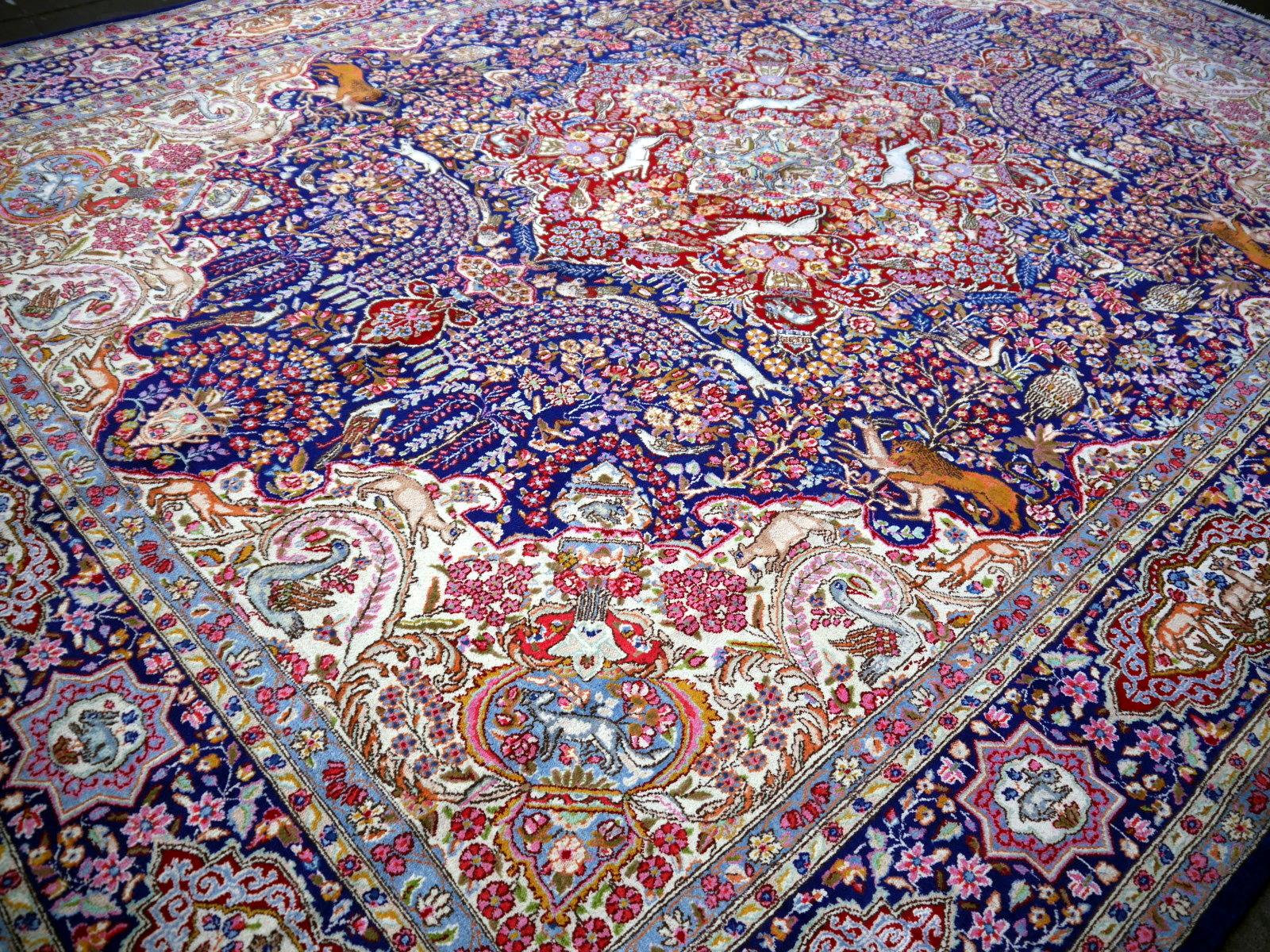 Alfombra Vintage Alfombra Floral de Caza Oriental 10 x 13 pies Colección Djoharian en venta 4