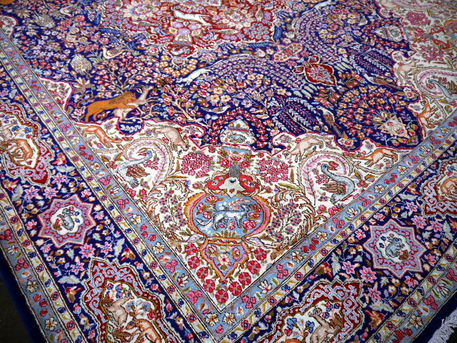 Alfombra Vintage Alfombra Floral de Caza Oriental 10 x 13 pies Colección Djoharian en venta 5