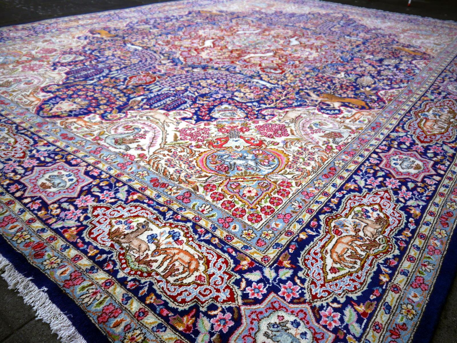 Alfombra Vintage Alfombra Floral de Caza Oriental 10 x 13 pies Colección Djoharian en venta 9