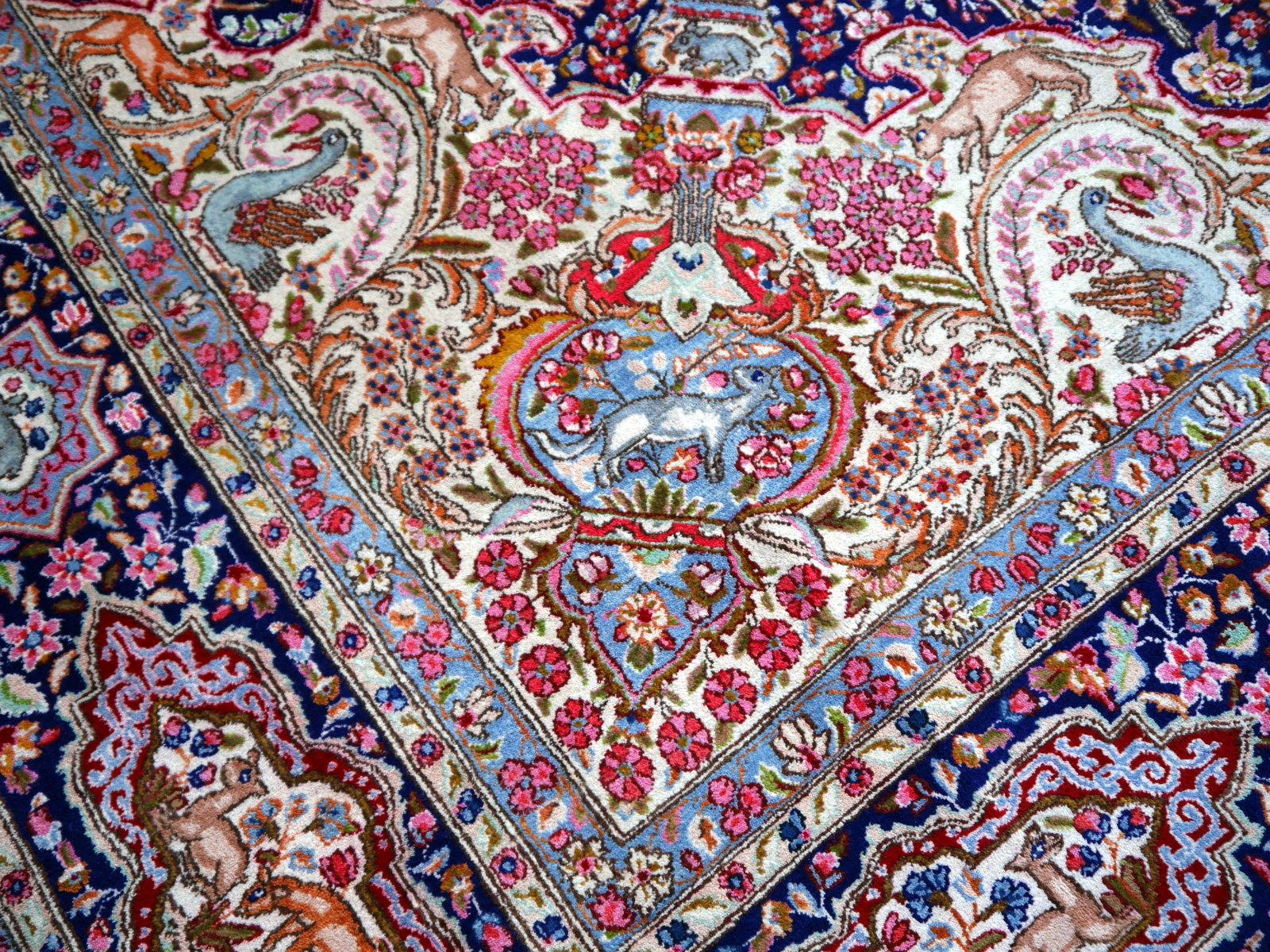 Alfombra Vintage Alfombra Floral de Caza Oriental 10 x 13 pies Colección Djoharian Turco en venta