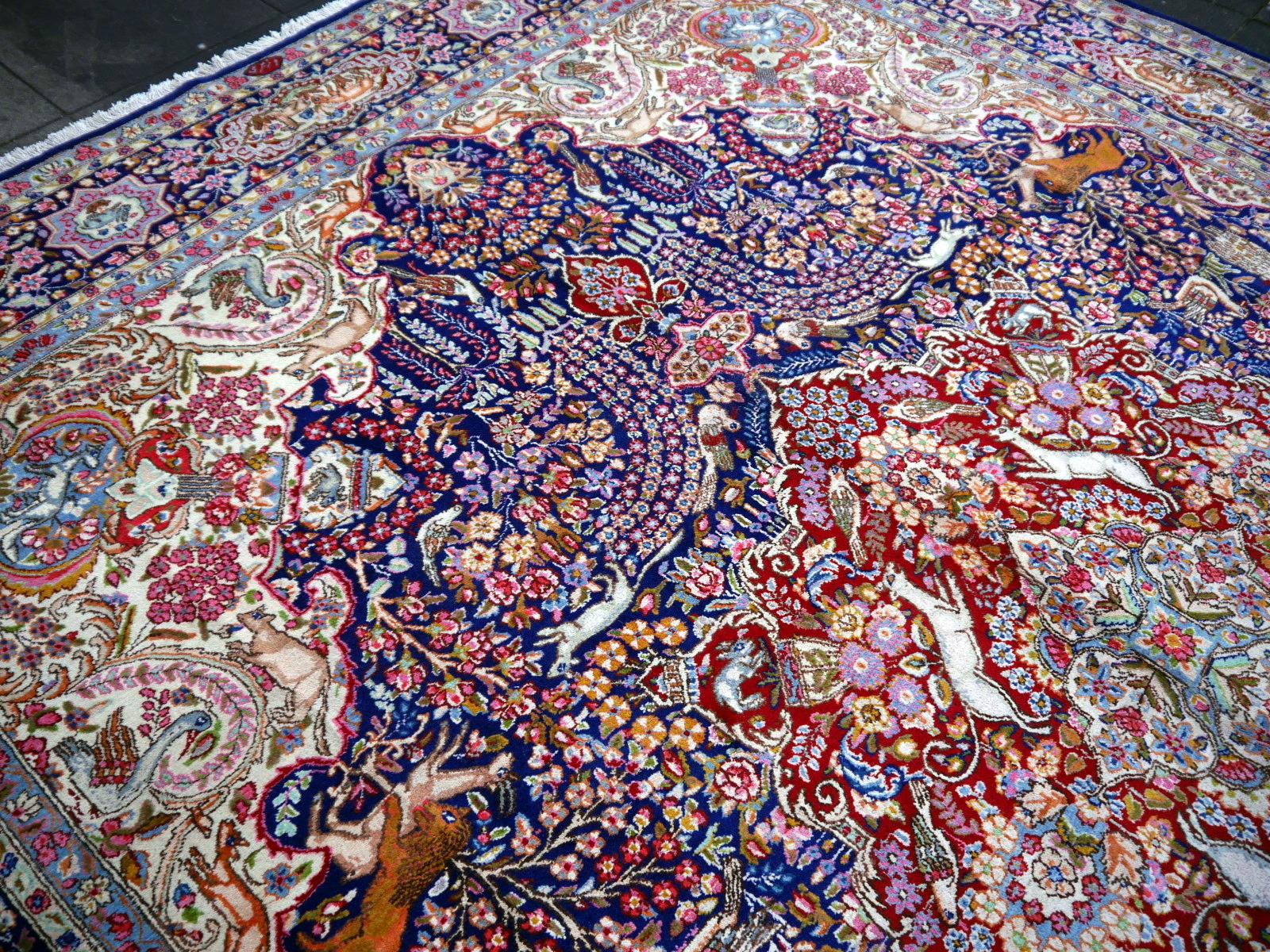 Alfombra Vintage Alfombra Floral de Caza Oriental 10 x 13 pies Colección Djoharian en Bueno estado para la venta en Lohr, Bavaria, DE