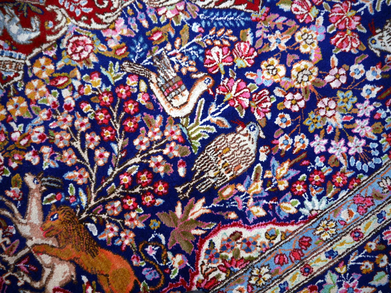 Alfombra Vintage Alfombra Floral de Caza Oriental 10 x 13 pies Colección Djoharian Lana en venta