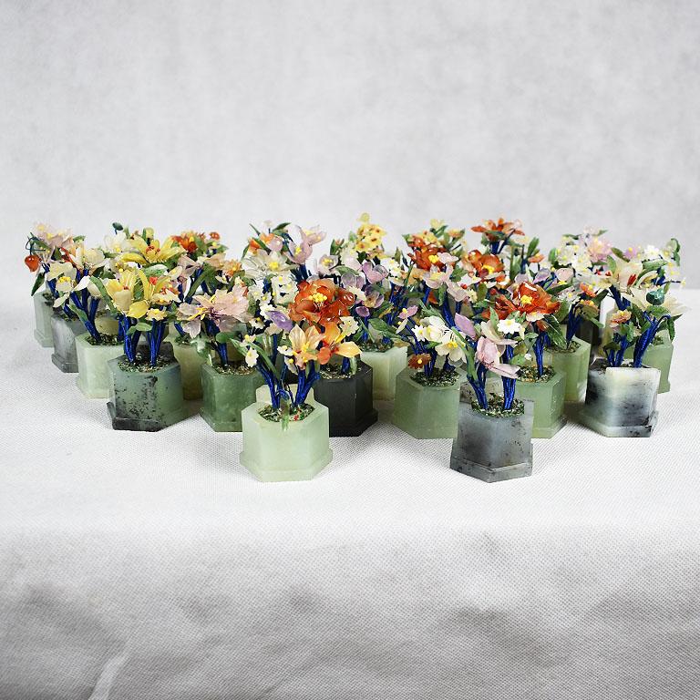 Vintage Floral Jade Place Card Holders in Multiple Colors In Good Condition In Oklahoma City, OK