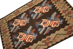 Vintage Floral Kilim Rug Handmade Flat weave Carpet