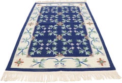 Vintage Floral Kilim Rug with English Chintz Style