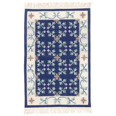 Vintage Floral Kilim Rug with English Chintz Style