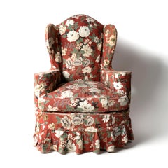 Vintage Floral Loose Cover Upholstered Country House Armchair, 1940s