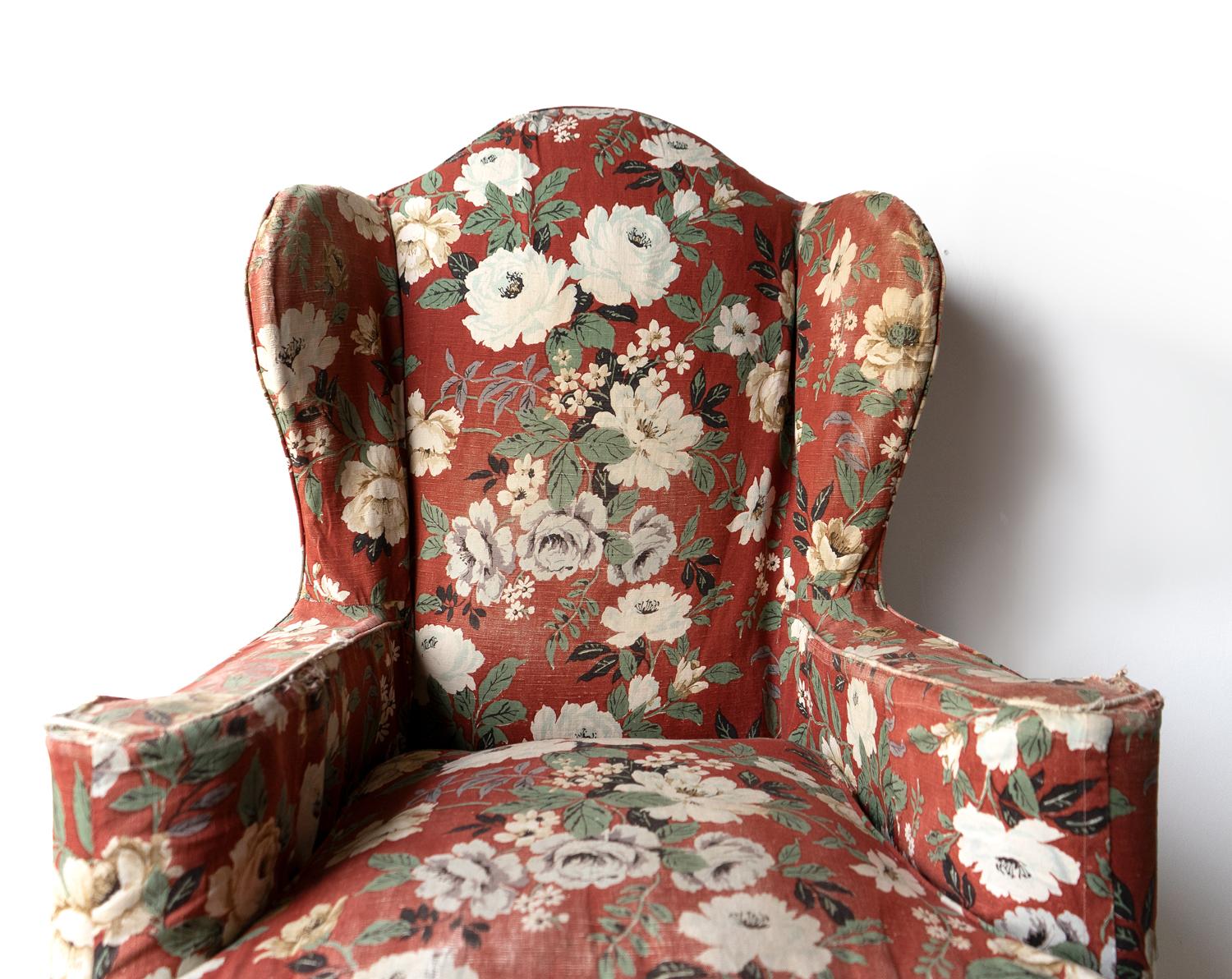 Vintage Floral Loose Cover Upholstered Country House Armchair, 1940s In Good Condition In Bristol, GB