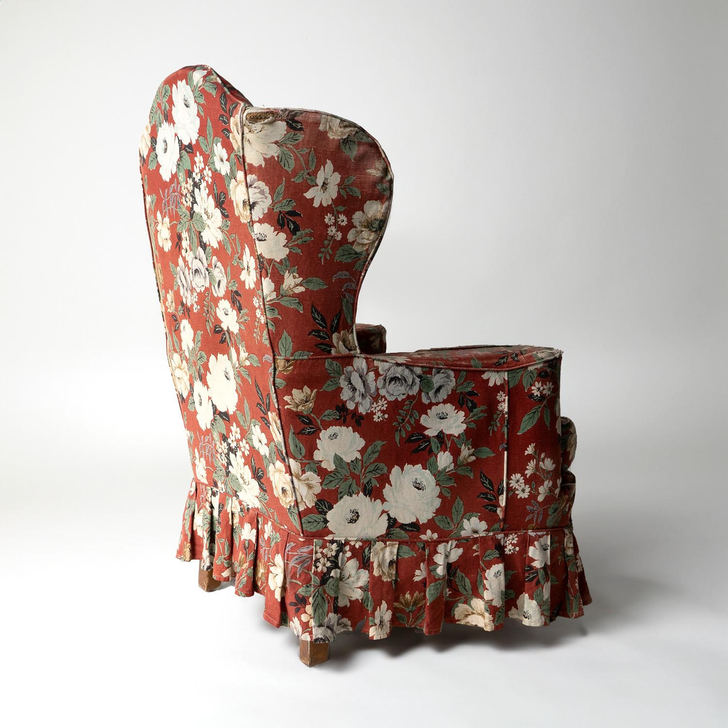 Vintage Floral Loose Cover Upholstered Country House Armchair, 1940s 2