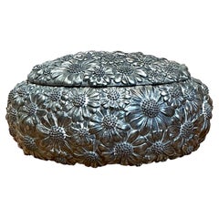 Vintage Floral Metal Trinket Box