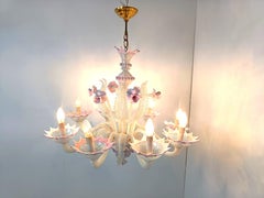 Kronleuchter aus Murano-Glas mit Blumenmuster, 1950er Jahre