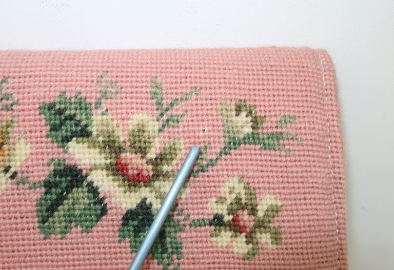 Vintage Floral Needlepoint Envelope Clutch Handbag at 1stDibs