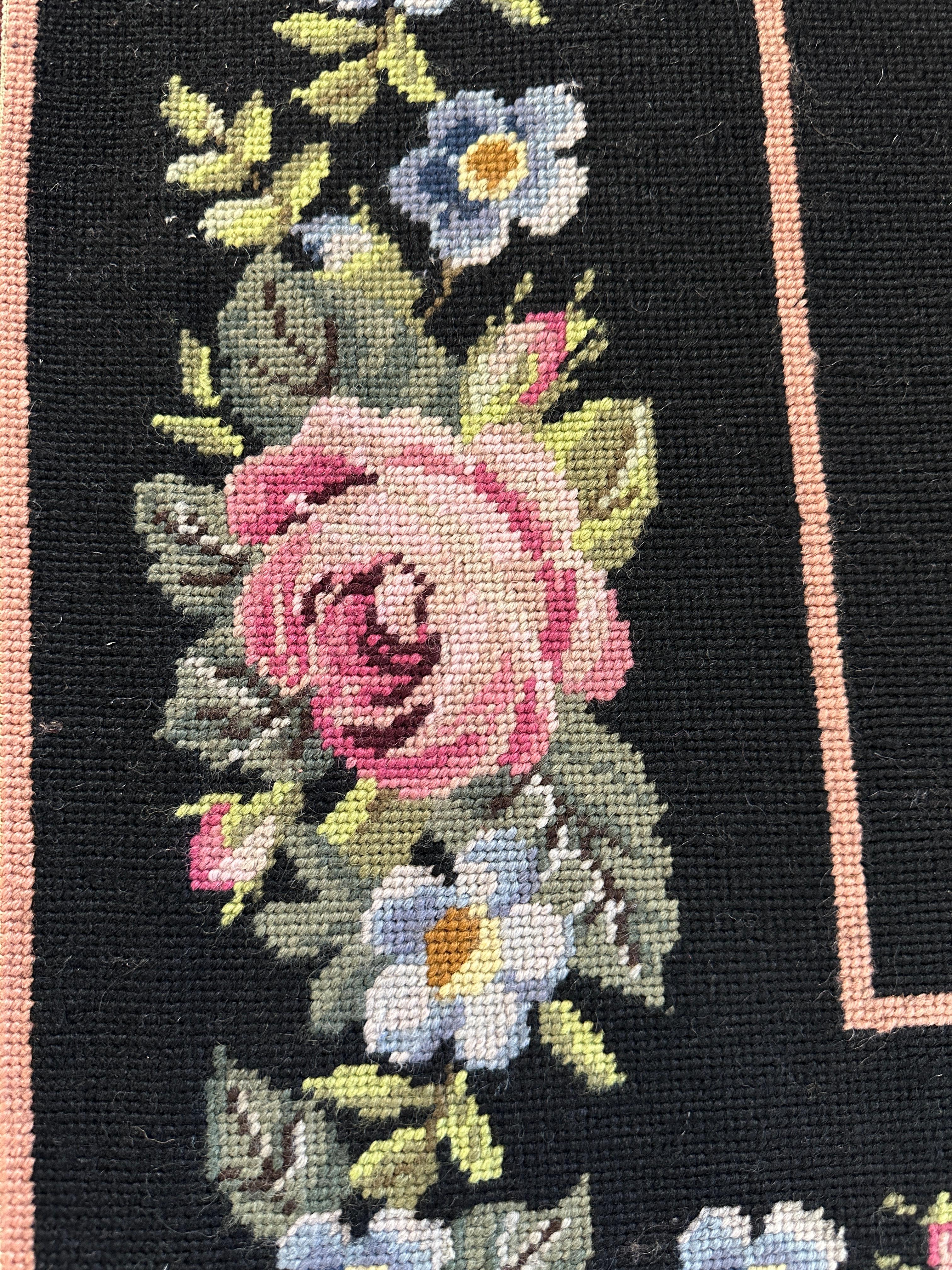 Vintage Floral Needlepoint Rug Tapestry - 9’ W x 12’ L In Good Condition For Sale In Pittsburgh, PA