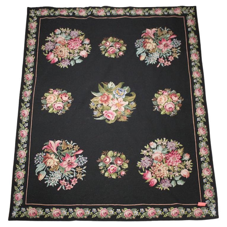 Vintage Floral Needlepoint Teppich Wandteppich - 9' W x 12' L